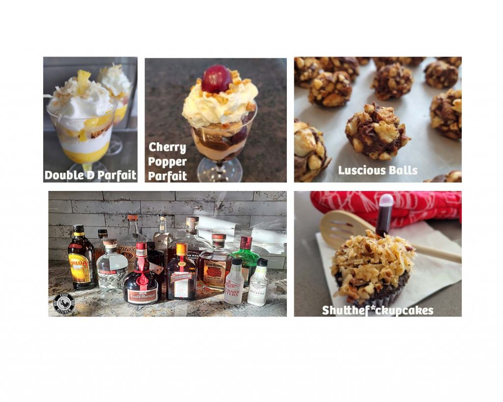 Collage of alcohol infused desserts