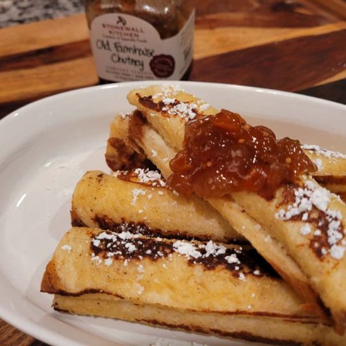 french toast rollups with apple chutney
