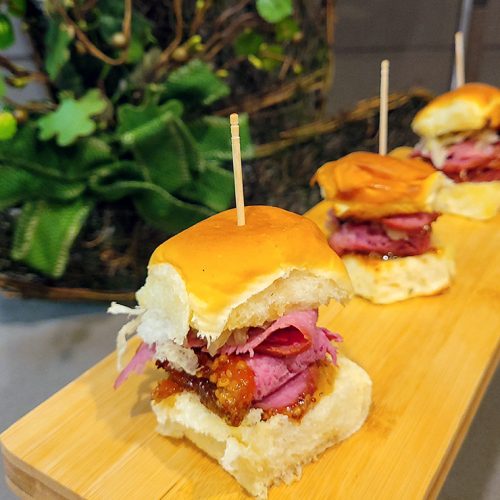 Corned Beef slider with sweet mustard and pickled slaw