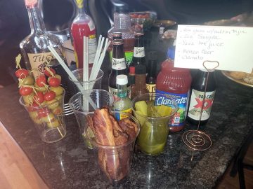 Michelada ingredients at a party