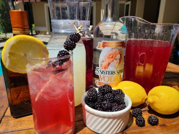 Oaks Lilly Punch with cranberry, lemonade, blackberries, vodka, orange liquer