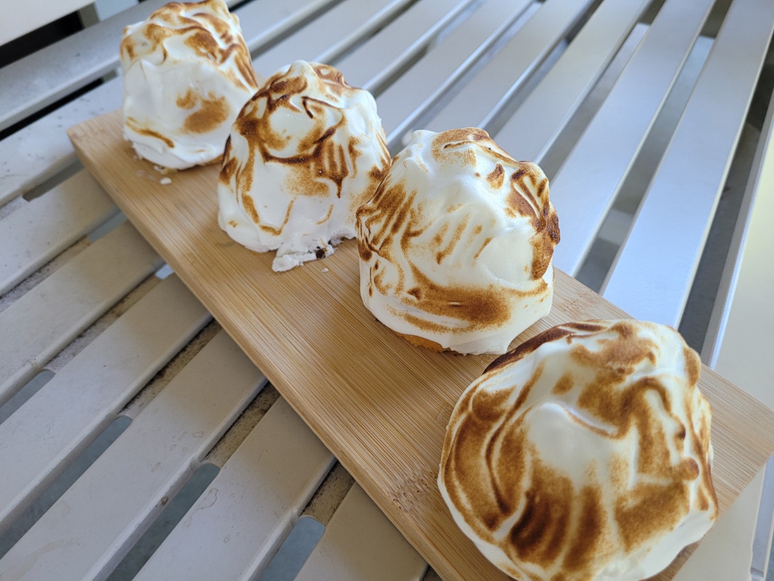 4 individual baked alaska - shortcake, ice cream, and toaste meringue