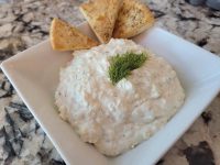 Feta cheese dip with home-made pita chips