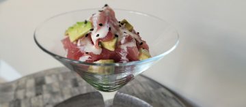 Ahi tuna poke appetizer with avocado