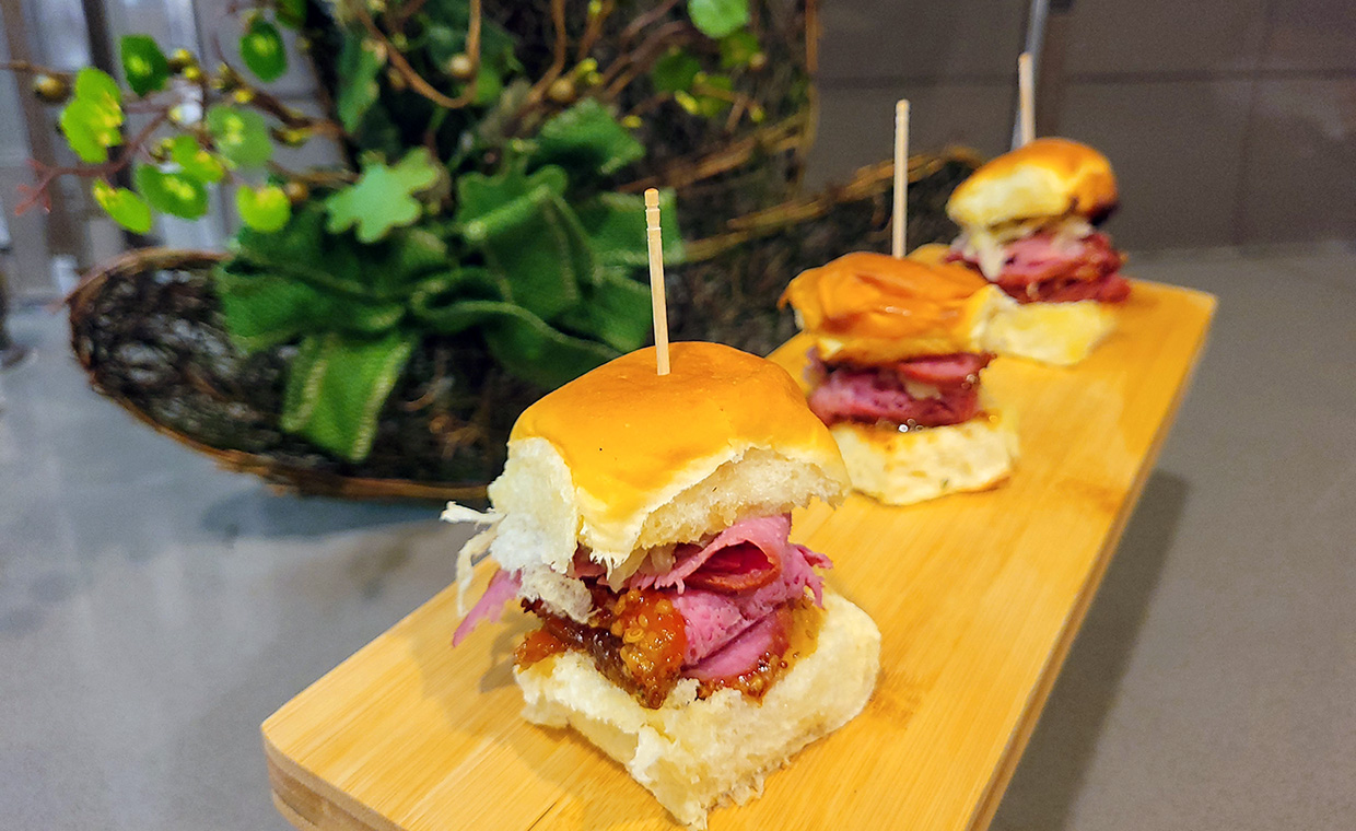 Corned Beef slider with sweet mustard and pickled slaw