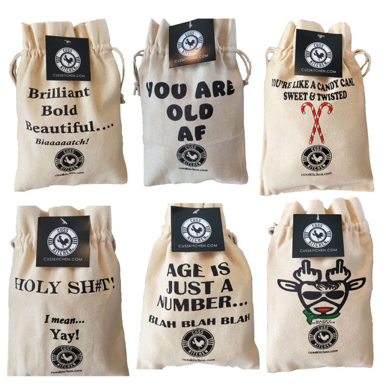 small drawstring gift bags with sassy sayings