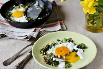 Air fryer Baked eggs with Mushroom and spinach