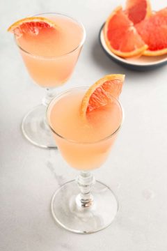 Grapefruit vodka martini with grapefruit garnish
