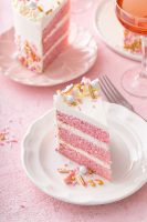 Pink champagne cake slices