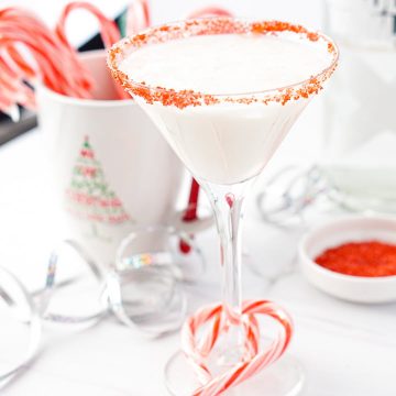 Candy cane Martini with red sugar rim