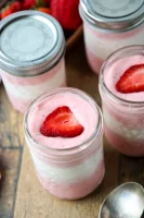 strawberry mousse in mason jars