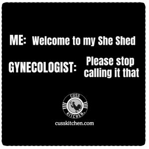 Magnet: Me: well to my she shed. Gynecologyist: please stop calling it that - cusskitchen.com