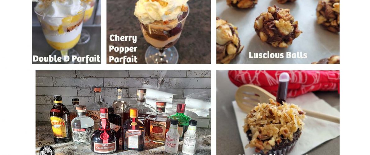 Collage of alcohol infused desserts