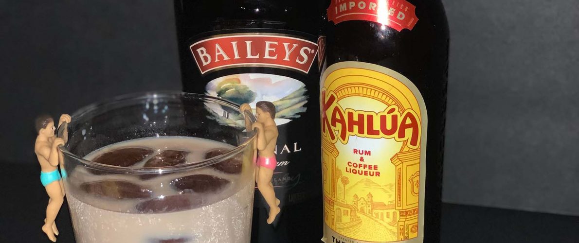 Cocktail with Kahlula, Baileys, Cream, and Frozen Coffee.