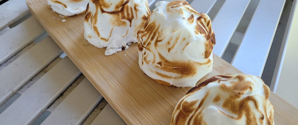 4 individual baked alaska - shortcake, ice cream, and toaste meringue